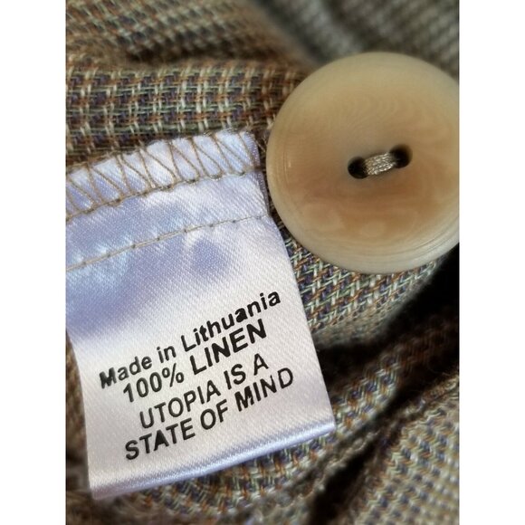 Flax Womens Linen Textured Blazer Jacket Size P (4-6) Tan Pockets Button Front - Picture 4 of 6